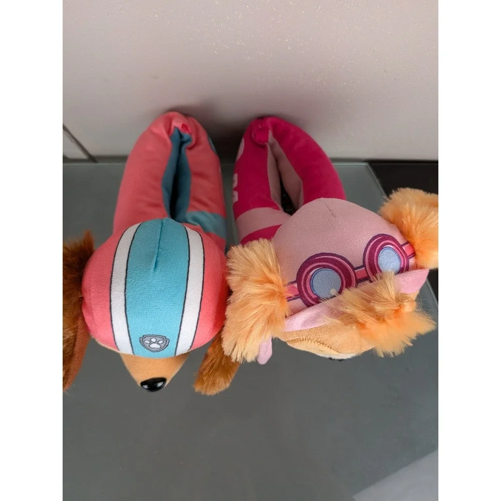 Paw Patrol Skye and Liberty Plush Character Slippers Pink Teal Kids Size 9/10